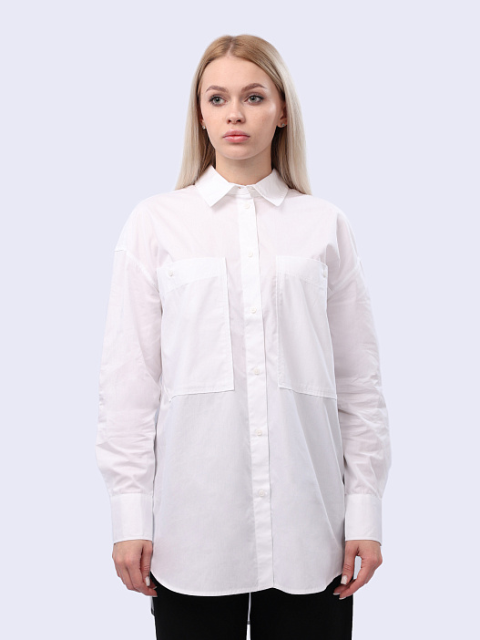 картинка Рубашка Armani Exchange 6DYC40 YN3NZ 1000 белая женская из хлопка магазин Verdistore являющийся официальным дистрибьютором в России 