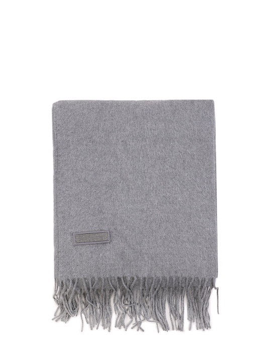 Шарф Brunello Cucinelli MSCDAB1101 CGROM серый женский из шелка — купить в интернет-магазине Verdistore