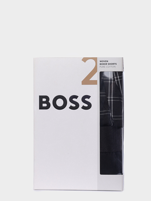 Трусы комплект 2 пары Boss Black 2P Boxer Shorts EW 10251193 с белым клетчатым принтом — купить в интернет-магазине Verdistore
