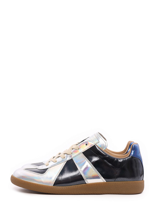 Кроссовки кожаные глянцевые на коричневой подошве  — купить в интернет-магазине Verdistore