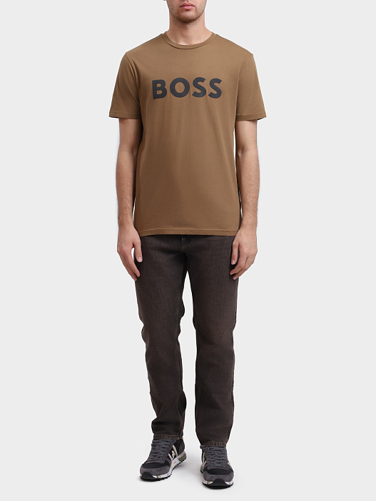 Футболка Boss 50481923 280 коричневая мужская с логотипом — купить в интернет-магазине Verdistore