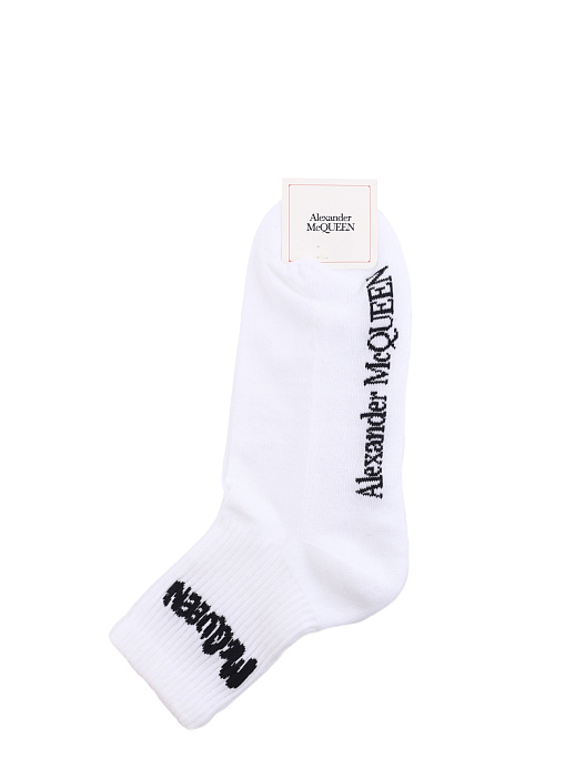 Носки Alexander McQueen 697955 3E03Q 9060 белые хлопковые — купить в интернет-магазине Verdistore