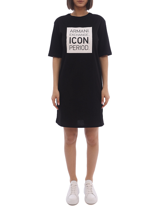 Платье Armani Exchange 8NYACX YJG3Z 1200 черное женское из хлопка — купить в интернет-магазине Verdistore