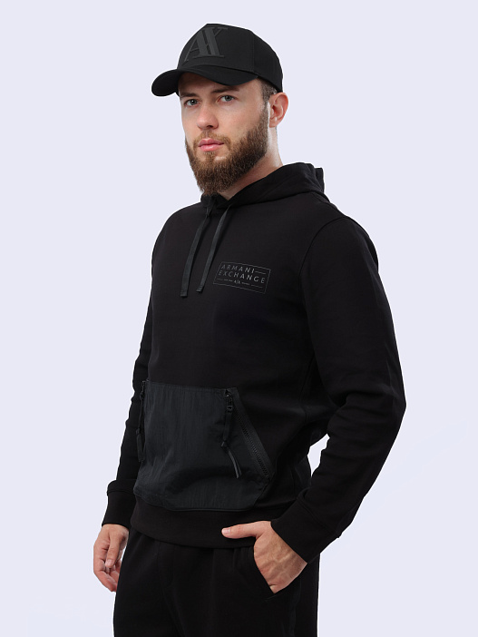 Худи Armani Exchange 3DZMJK ZJXLZ 1200 черное мужское — купить в интернет-магазине Verdistore