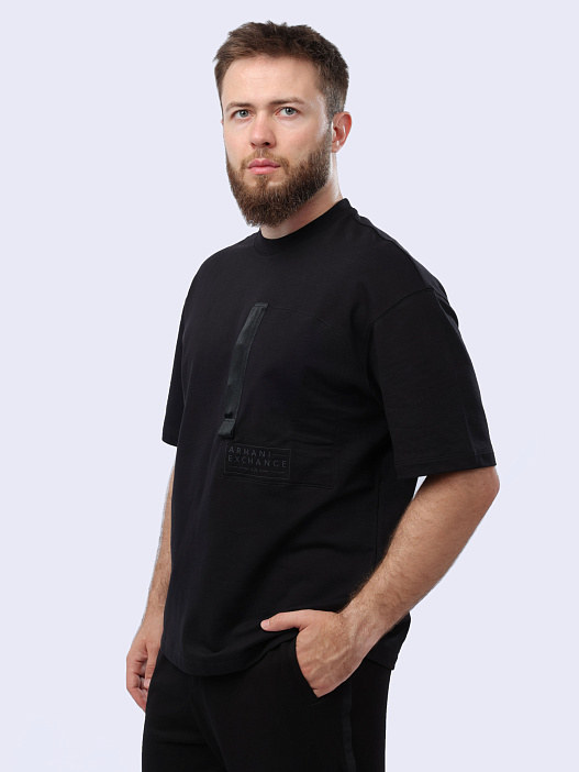 Футболка Armani Exchange 3DZMJL ZJXMZ 1200 черная мужская с накладным карманом — купить в интернет-магазине Verdistore