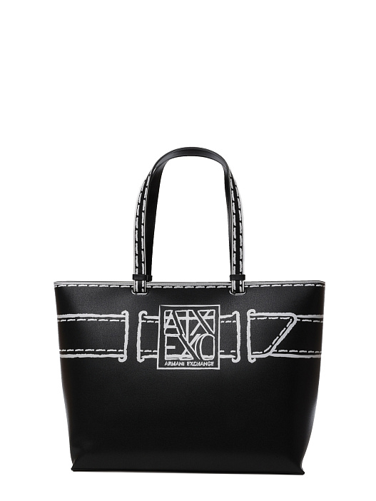 картинка Сумка Armani Exchange 949127 4R756 20221 черная женская с имитацией ремня магазин Verdistore являющийся официальным дистрибьютором в России 