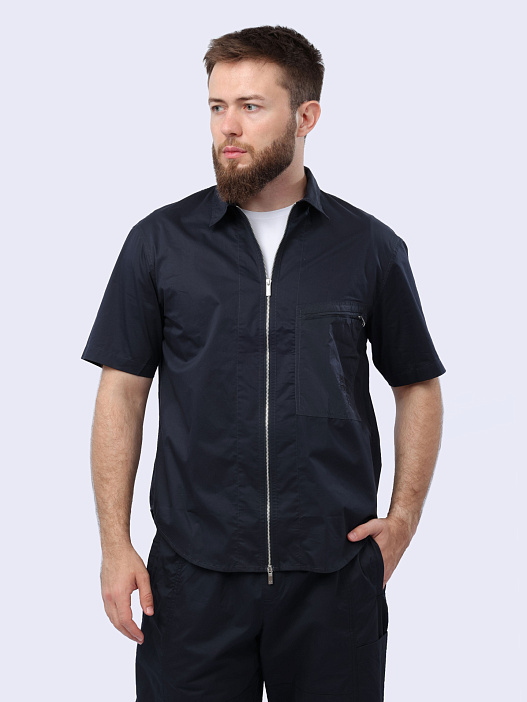 Рубашка Armani Exchange 3DZCL1 ZN3CZ 1583 темно-синяя мужская на молнии — купить в интернет-магазине Verdistore