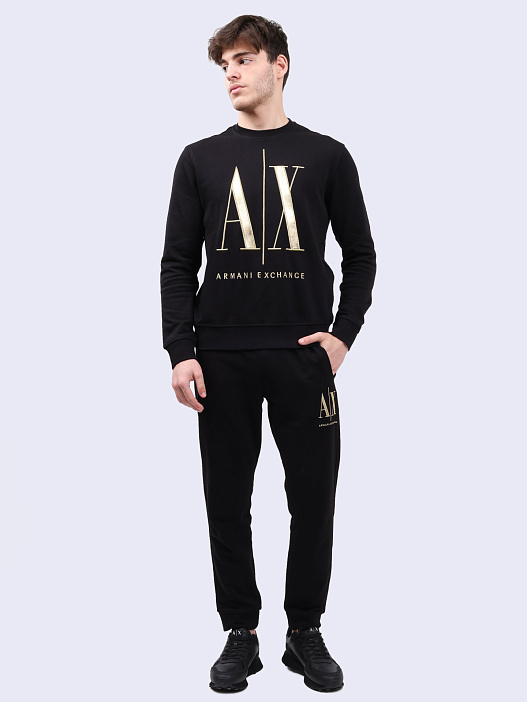 картинка Брюки спортивные Armani Exchange 8NZPPQ ZJ1ZZ 1200 черные мужские магазин Verdistore являющийся официальным дистрибьютором в России 