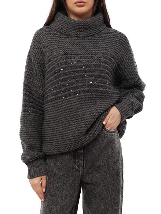 Свитер Brunello Cucinelli M6D365904 CPS38 серый женский — купить в интернет-магазине Verdistore