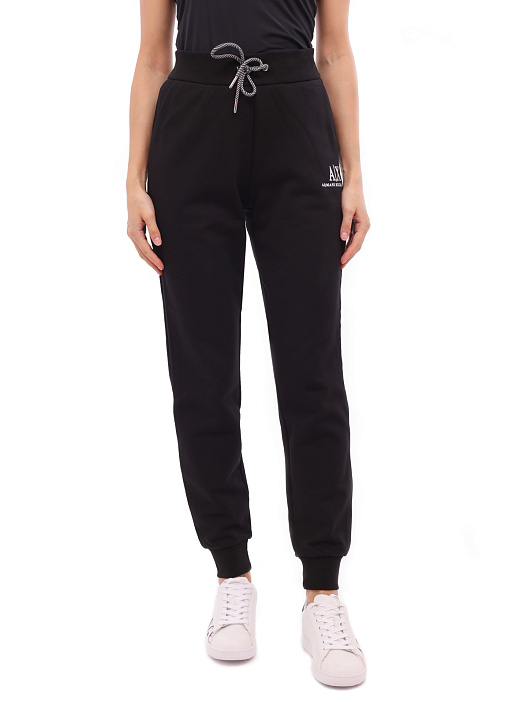 Брюки спортивные Armani Exchange 6KYP82 YJ3NZ 1200 черные женские с логотипом — купить в интернет-магазине Verdistore