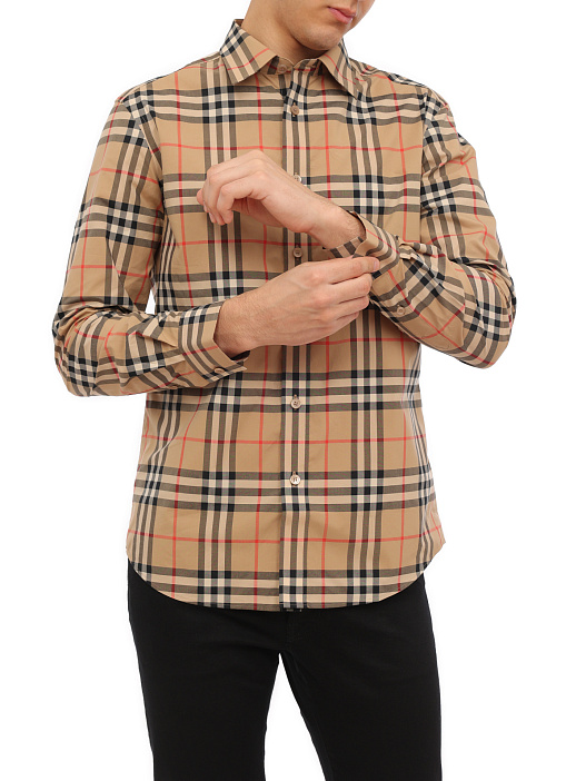 Рубашка Burberry 8020863 A7028 хлопковая мужская в клетку — купить в интернет-магазине Verdistore