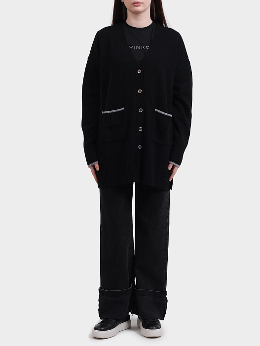 Кардиган черный с разрезами по бокам — купить в интернет-магазине Verdistore