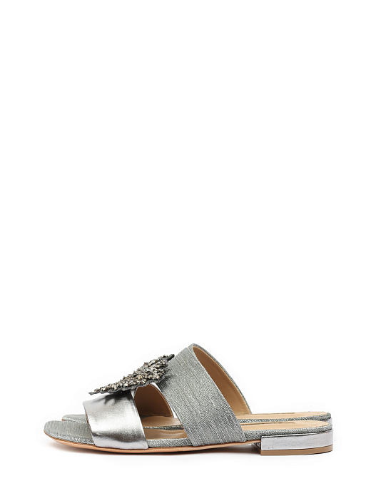 Шлепанцы Baldan 1554 серебристые женские с пряжкой из страз — купить в интернет-магазине Verdistore