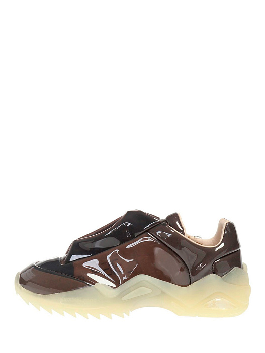 Кроссовки коричневые лакированные на белой подошве  — купить в интернет-магазине Verdistore