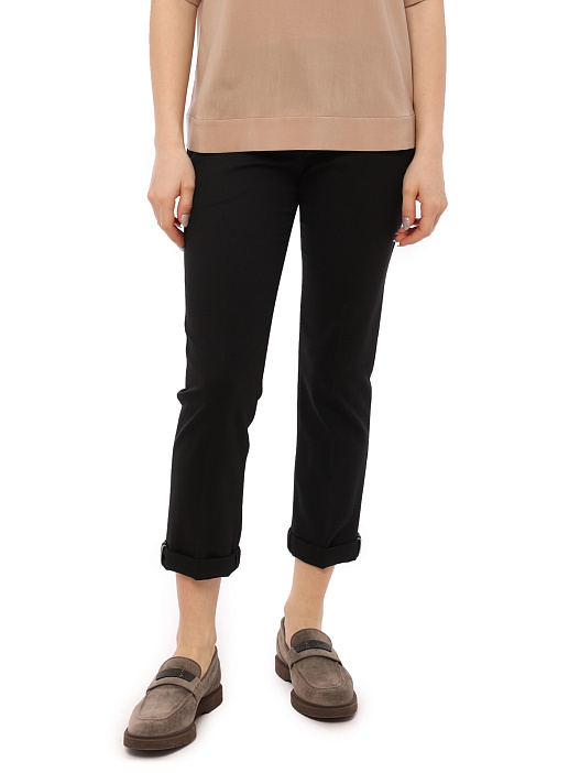 Брюки Brunello Cucinelli MA030P1837 черные женские из шерсти — купить в интернет-магазине Verdistore