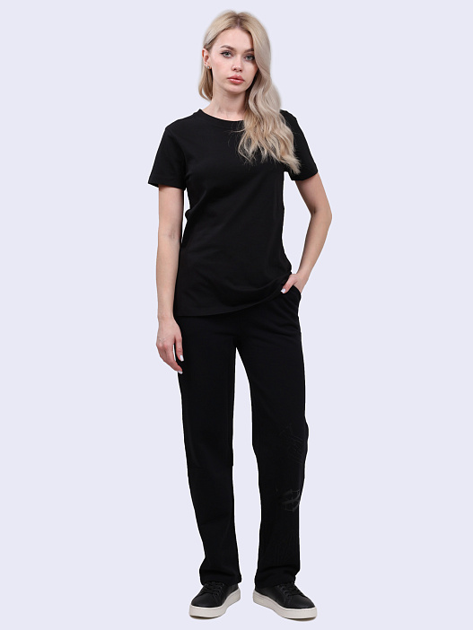 картинка Брюки спортивные Armani Exchange 6DYP80 YJFZZ 42AQ черные женские магазин Verdistore являющийся официальным дистрибьютором в России 