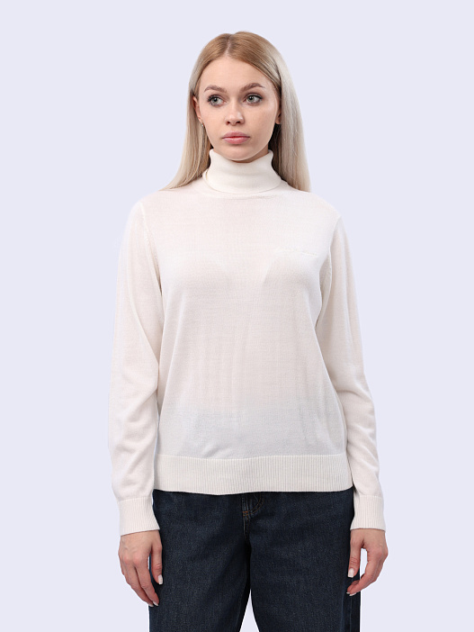 картинка Свитер Armani Exchange 6DYM1K YME3Z 1130 белый женский с высоким горлом магазин Verdistore являющийся официальным дистрибьютором в России 