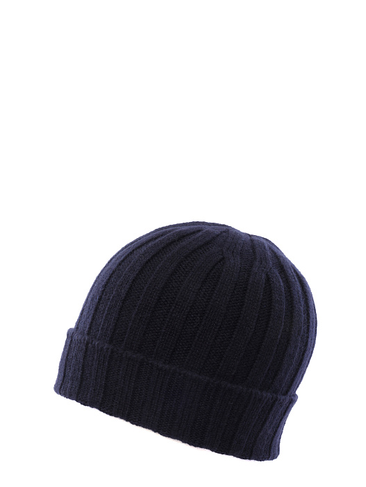 Шапка темно-синя с отворотом с ребристой текстурой — купить в интернет-магазине Verdistore