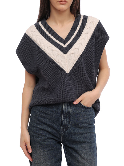 картинка Жилет Armani Exchange 6RYM1J YMZ8Z 1990 серый женский с контрастной отделкой магазин Verdistore являющийся официальным дистрибьютором в России 
