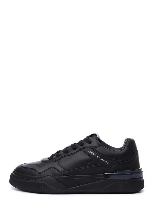 картинка Кроссовки Armani Exchange XUX219 XV857 00002 черные мужские из эко-кожи  магазин Verdistore являющийся официальным дистрибьютором в России 