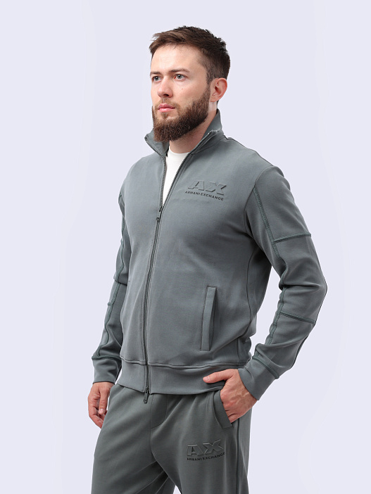 Мастерка Armani Exchange 3DZMHF ZJUBZ 1839 темно-серая мужская с логотипом — купить в интернет-магазине Verdistore