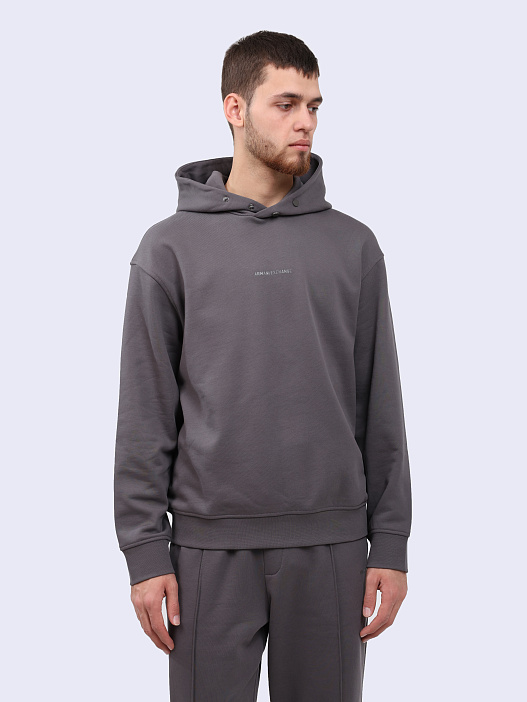 картинка Худи Armani Exchange 6DZMLJ ZJ4XZ 19AA серое мужское из хлопка магазин Verdistore являющийся официальным дистрибьютором в России 