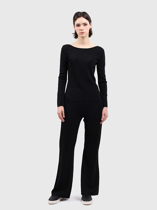 картинка Брюки Armani Exchange XW000050 AF10352 UC001 черные женские клеш магазин Verdistore являющийся официальным дистрибьютором в России 