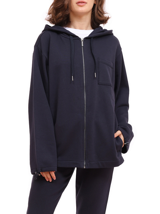 Мастерка Armani Exchange 3KYM78 YJ9HZ 1593 темно-синяя женская с логотипом на капюшоне — купить в интернет-магазине Verdistore