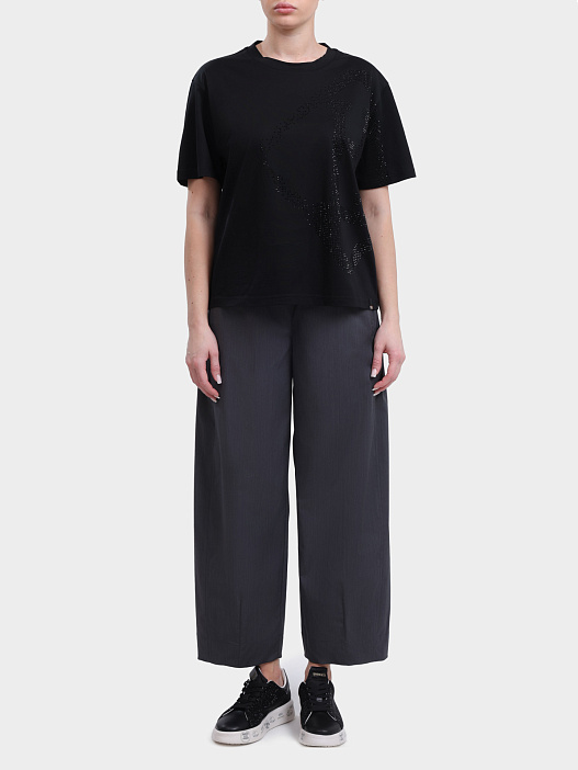 Брюки Herno PT000226D 33484 9487 серые женские прямого кроя укороченные  — купить в интернет-магазине Verdistore