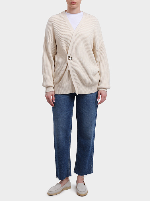 Джемпер Liu-Jo BLACK LABEL CA6194 MS042 P9572 бежевый женский с застёжкой на крупную пуговицу — купить в интернет-магазине Verdistore