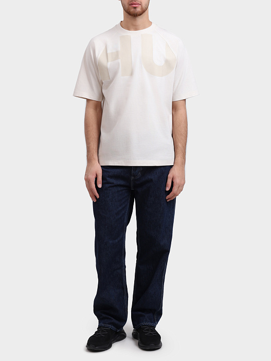 Футболка HUGO BLUE Nalftee 10250555 01 50552485 121 белая мужская с крупным логотипом  — купить в интернет-магазине Verdistore