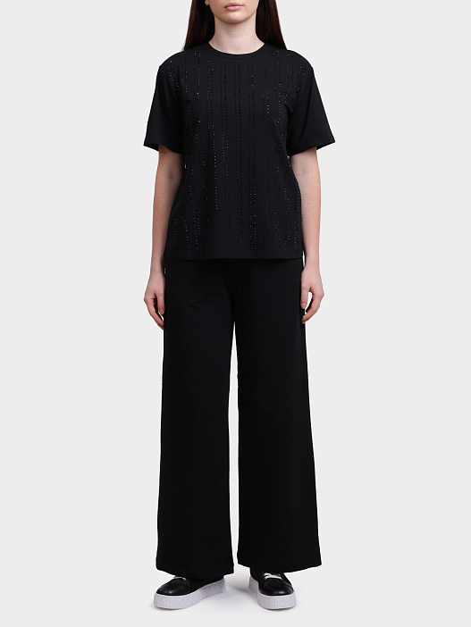 Футболка Liu-Jo CF5072 JS088 22222 черная женская со стразами — купить в интернет-магазине Verdistore