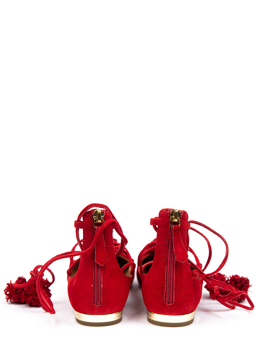 Балетки Aquazzura Sunshine Flat F00 красные женские замшевые — купить в интернет-магазине Verdistore