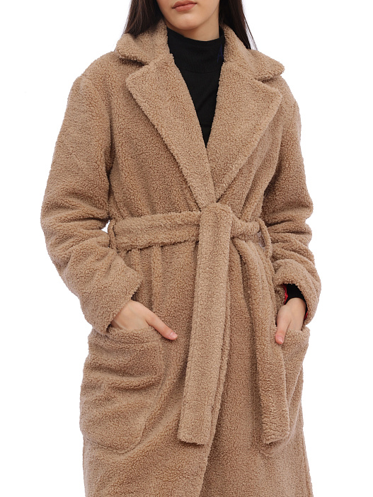картинка Пальто Armani Exchange 6RYL04 YJFAZ 0748 бежевое женское из экомеха магазин Verdistore являющийся официальным дистрибьютором в России 