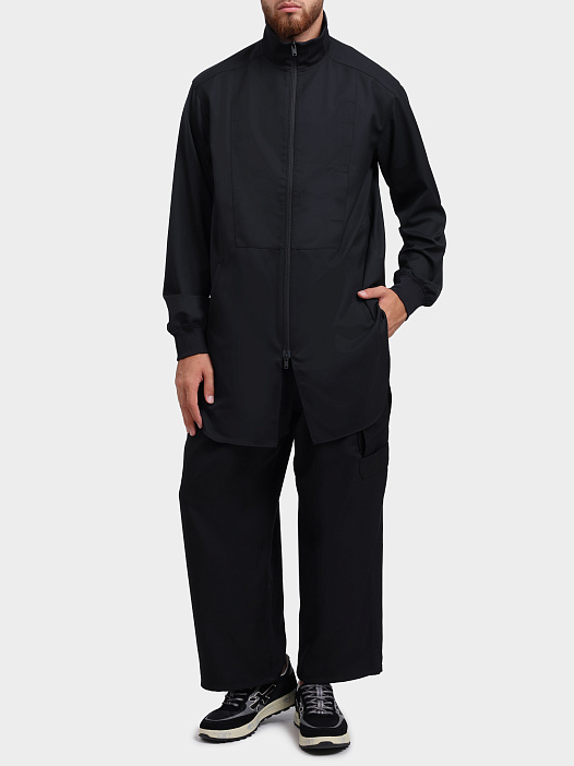 Куртка Y3 KG6035 BLACK черная мужская удлиненная с контрастными полосами  — купить в интернет-магазине Verdistore