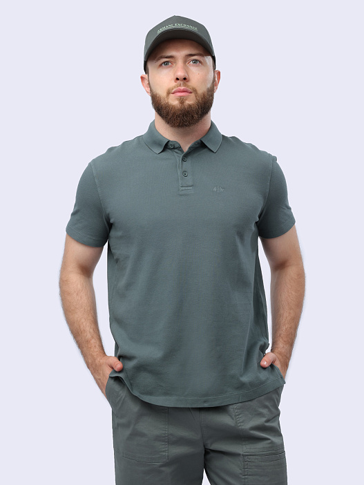 Поло Armani Exchange 3DZFAB ZJXUZ 1839 темно-серое мужское из хлопка — купить в интернет-магазине Verdistore