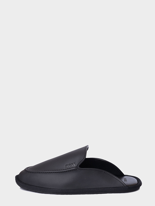 Тапочки Boss Home_Mule_pu 10250271 01 50552599 001 черные мужские  — купить в интернет-магазине Verdistore