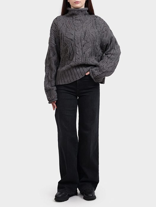 Свитер Liu-Jo MF5451 MA37R 02050 серый женский со стразами — купить в интернет-магазине Verdistore