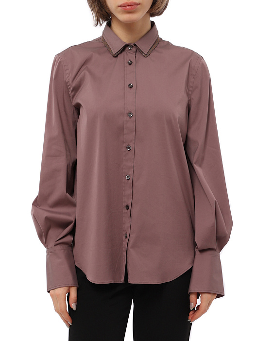 Блузка Brunello Cucinelli M0091N3406 хлопковая женская с декоративной отделкой — купить в интернет-магазине Verdistore