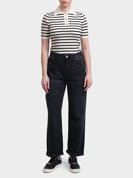 Джинсы Marella Sport MLSTOMBOY 004 черные женские с подворотами — купить в интернет-магазине Verdistore