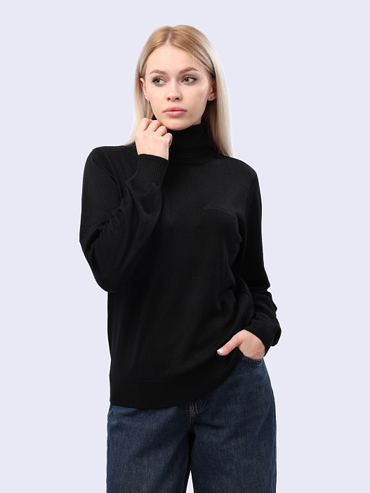 картинка Свитер Armani Exchange 6DYM1K YME3Z 1200 черный женский с высоким горлом магазин Verdistore являющийся официальным дистрибьютором в России 