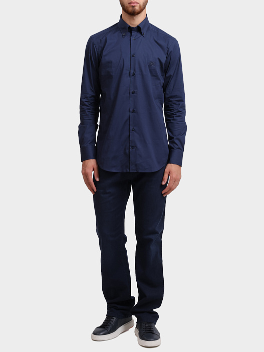 Рубашка MRIB0006 AV607 B0339 хлопковая темно-синяя прямого кроя — купить в интернет-магазине Verdistore