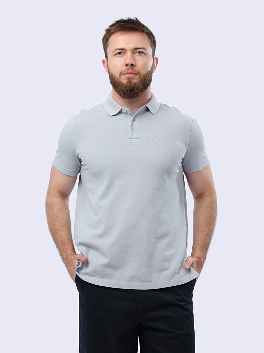 Поло Armani Exchange 3DZFAB ZJXUZ 1947 серое мужское из хлопка — купить в интернет-магазине Verdistore