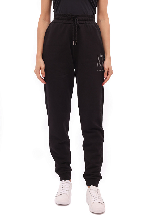 Брюки спортивные Armani Exchange 8NYTFX YJG3Z 1200 черные женские с манжетами — купить в интернет-магазине Verdistore