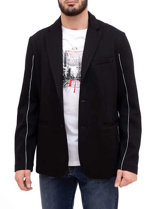 Пиджак Armani Exchange 3KZGFZ ZJ3JZ 1200 черный мужской с контрастными полосами — купить в интернет-магазине Verdistore