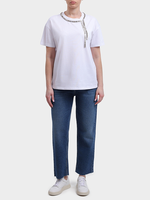 Футболка Liu-Jo BLACK LABEL CA6167 JS088 11111 белая женская с  — купить в интернет-магазине Verdistore