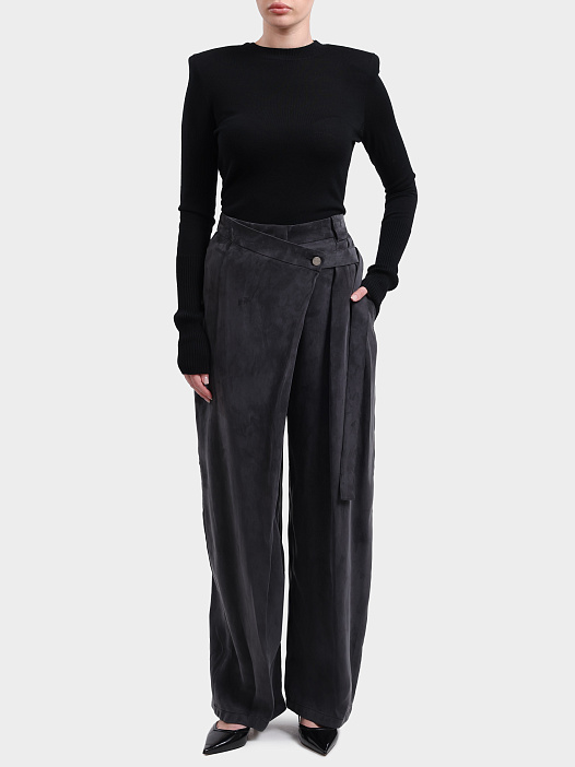 Брюки Pinko 105570 A3F8 Z98 темно-серые женские на запах — купить в интернет-магазине Verdistore