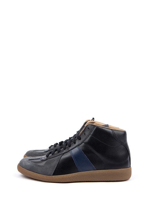 Кеды черные с синими и серыми вставками на шнуровке — купить в интернет-магазине Verdistore