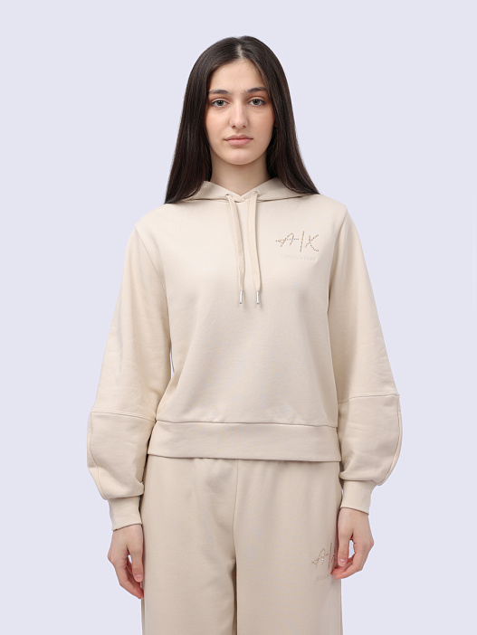 картинка Худи Armani Exchange 3DYM12 YJFFZ 1787 бежевое женское магазин Verdistore являющийся официальным дистрибьютором в России 