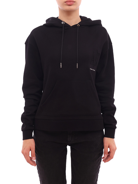 Худи Armani Exchange 8NYM23 YJ68Z 1200 черное женское с логотипом — купить в интернет-магазине Verdistore